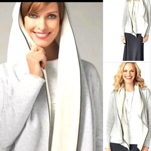 Cabi Gray Terry Shawl Full Zip Hooded Sweater Size XS